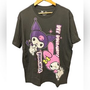 Sanrio My Melody and Kuromi Graphic Tee Gray Large NEW